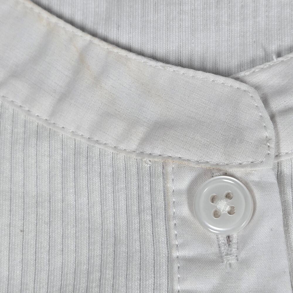 J. Crew Vintage rib puff-sleeve henley top L White BQ896 - Picture 6 of 9